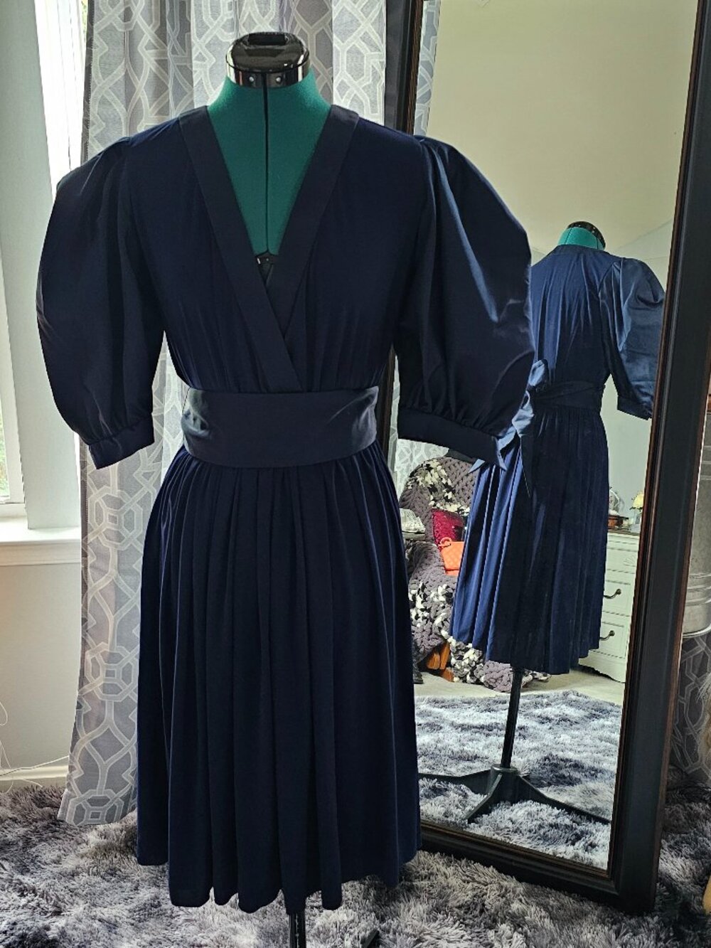 Morton Myles for The Warrens 1980s Navy Pleated Cocktail Dress – Size 6